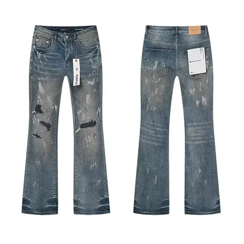 2026 RTA Men's Slim Fit Jeans Collection Distressed Ripped Paint Splatter Studded Patch Vintage Washed Streetwear Fashion Pants — image 16