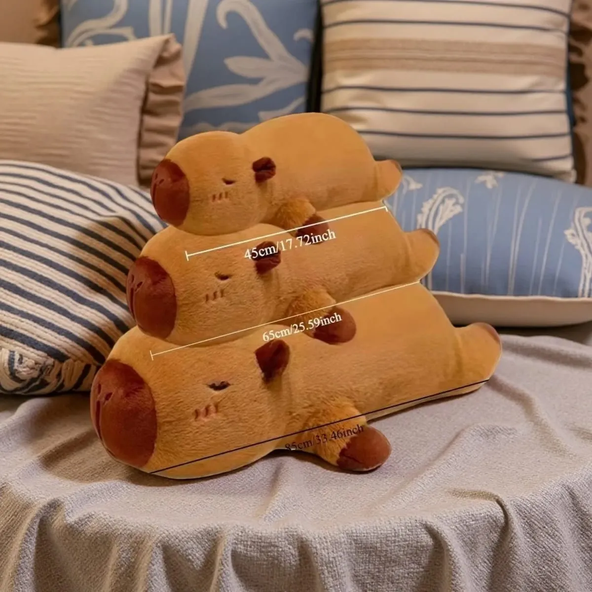 Kawaii Capybara Plush Toy Stuffed Capibara Fluffy Doll Long Sleep Soft Pillow Sofa Cushion Nap Sleeping Toys for School Xmas