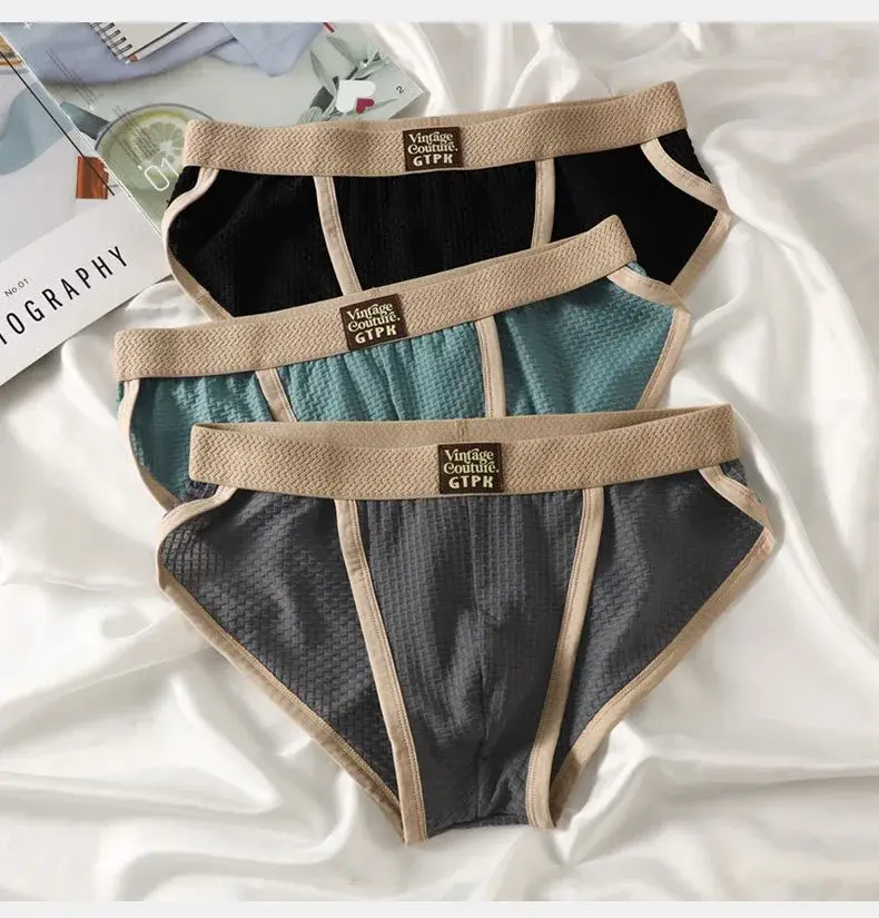 3 pcs Vintage Men High Cut Nylon Briefs Ice Silk Mesh Cool Underpants Soft Breathable Quick Dry Mens Underwear — image 11