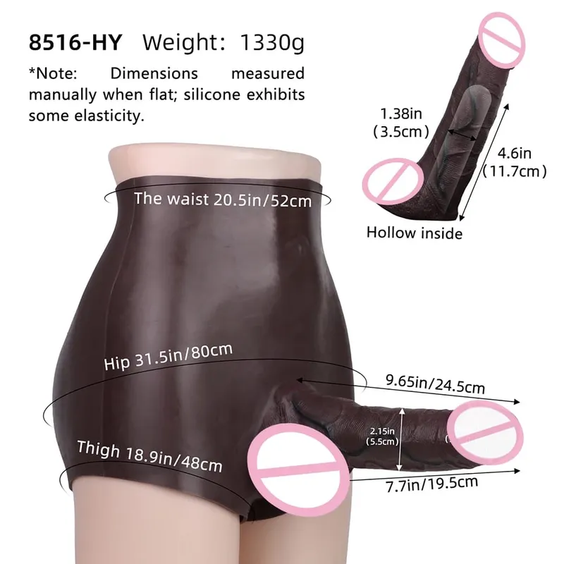 Mutandine con dildo cavo ultra realistico Slip in silicone Strapon Pene Estendi pantaloni a maniche Giocattoli sessuali per uomini Ingrandimento del cazzo