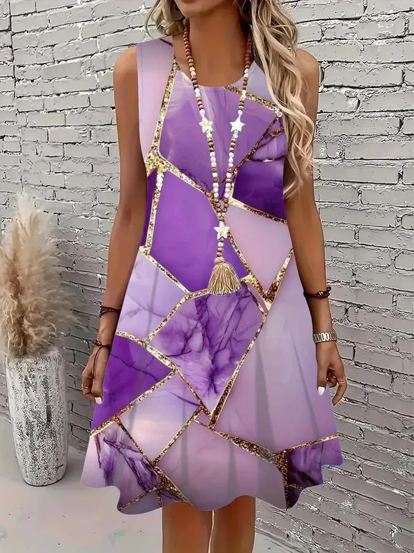 2026 Summer Women's Sleeveless Dresses Knee-Length Round-Neck Dresses Beachy Casual Dresses 3D-Printed Loose-Fitting Dresses — image 16