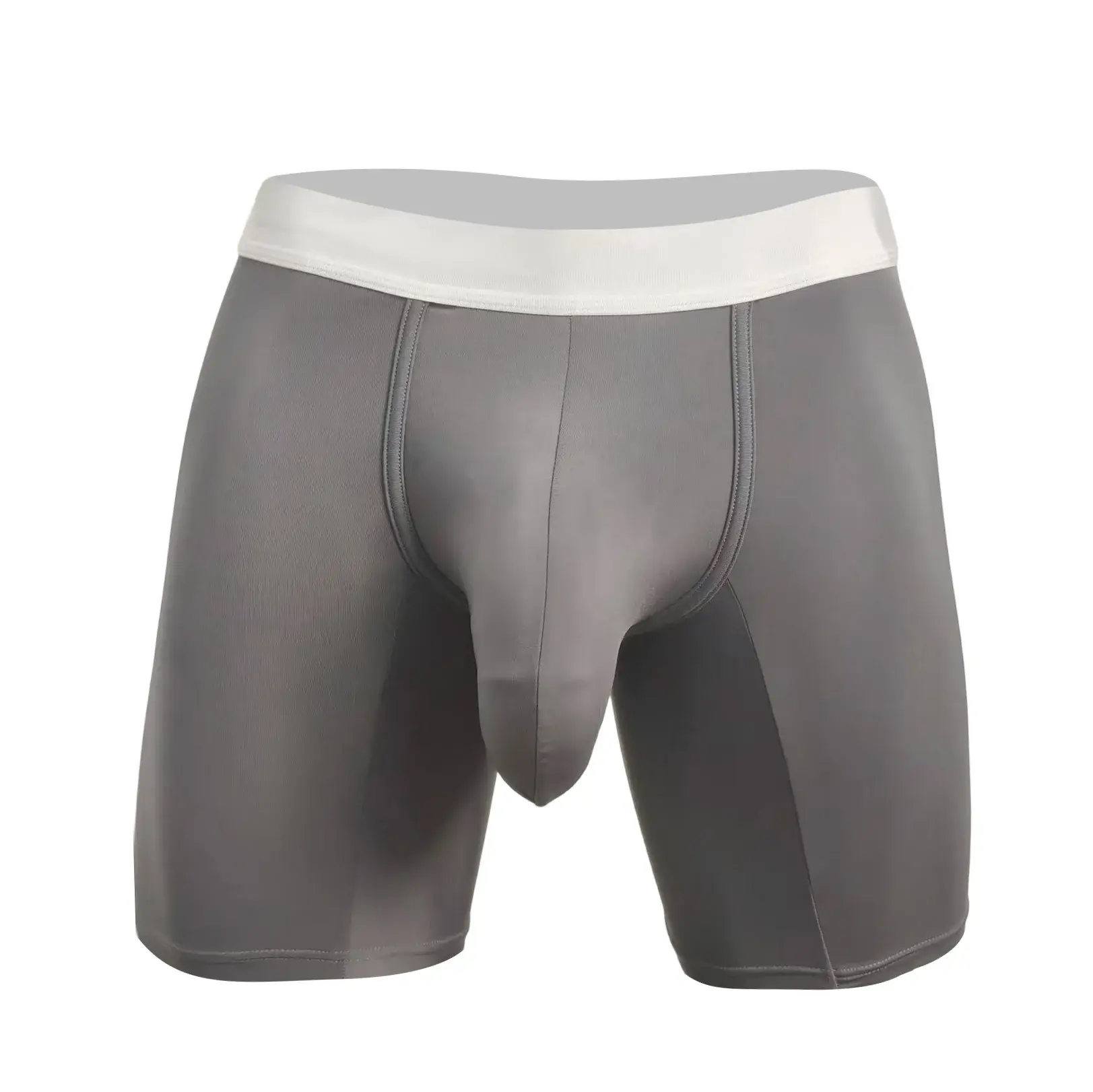 Mens Cool Ice Silk Boxer Briefs Extra Deep Pouch Breathable Long Running Sport Gym Underwear Anti Chafe Free Soft Trunks