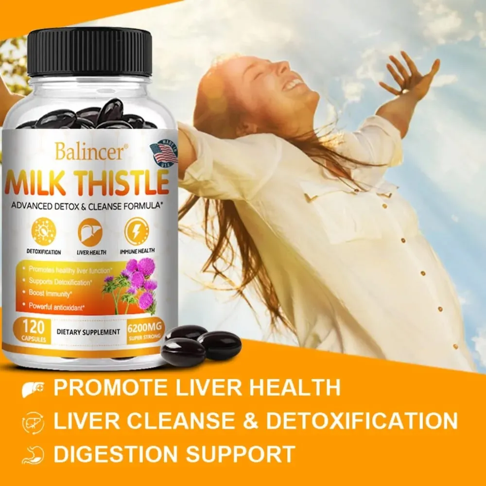 Milk Thistle with Dandelion Root - for Kidney & Liver Health Liver Detox and Cleanse Promotes Skin and Digestive Health