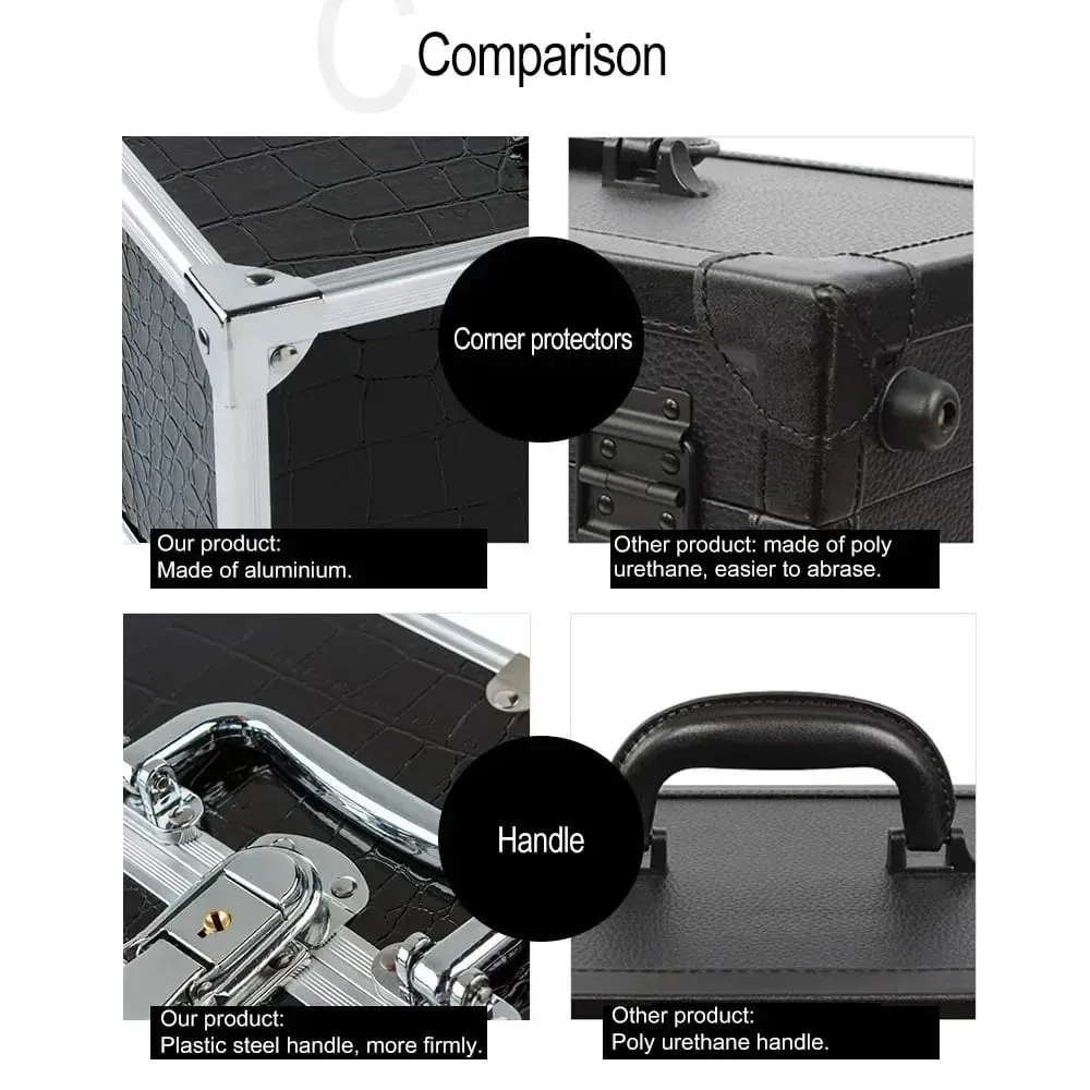 Professional Aluminum Alloy Cosmetic Case Large Capacity Multi-layer Portable Storage Box For Nail Tattoo Makeup Beauty Supplies