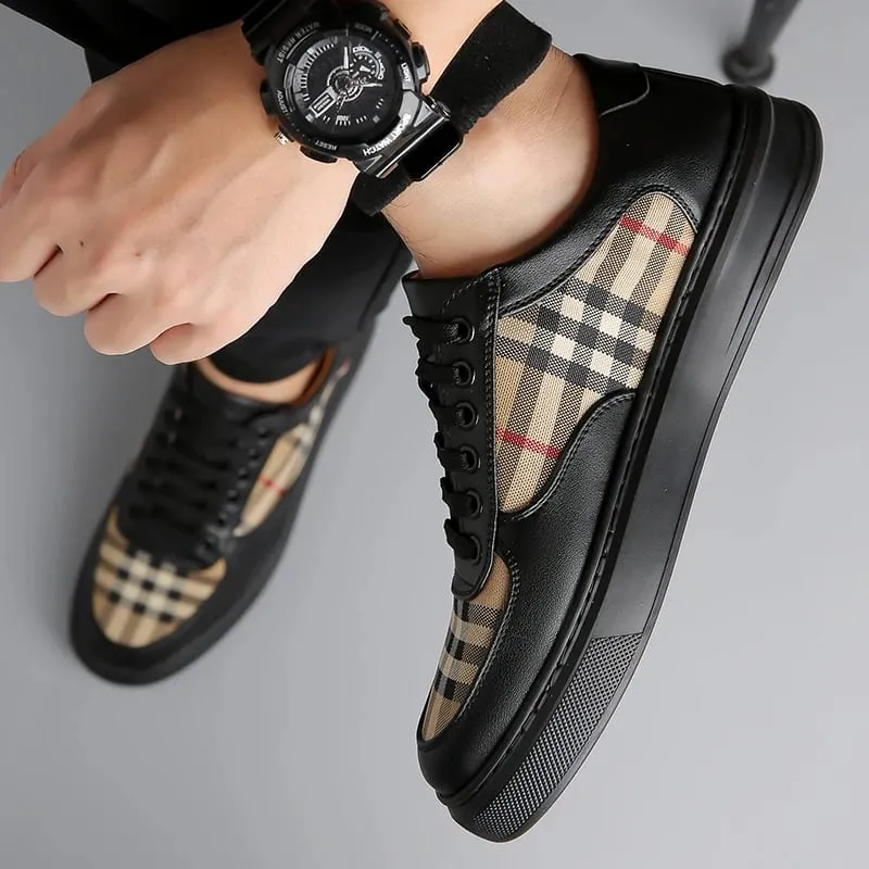 Men's Plaid Patchwork Casual Sneakers Lace‑up Low‑top Walking Shoes Fashion Daily Outdoor Flat Footwear