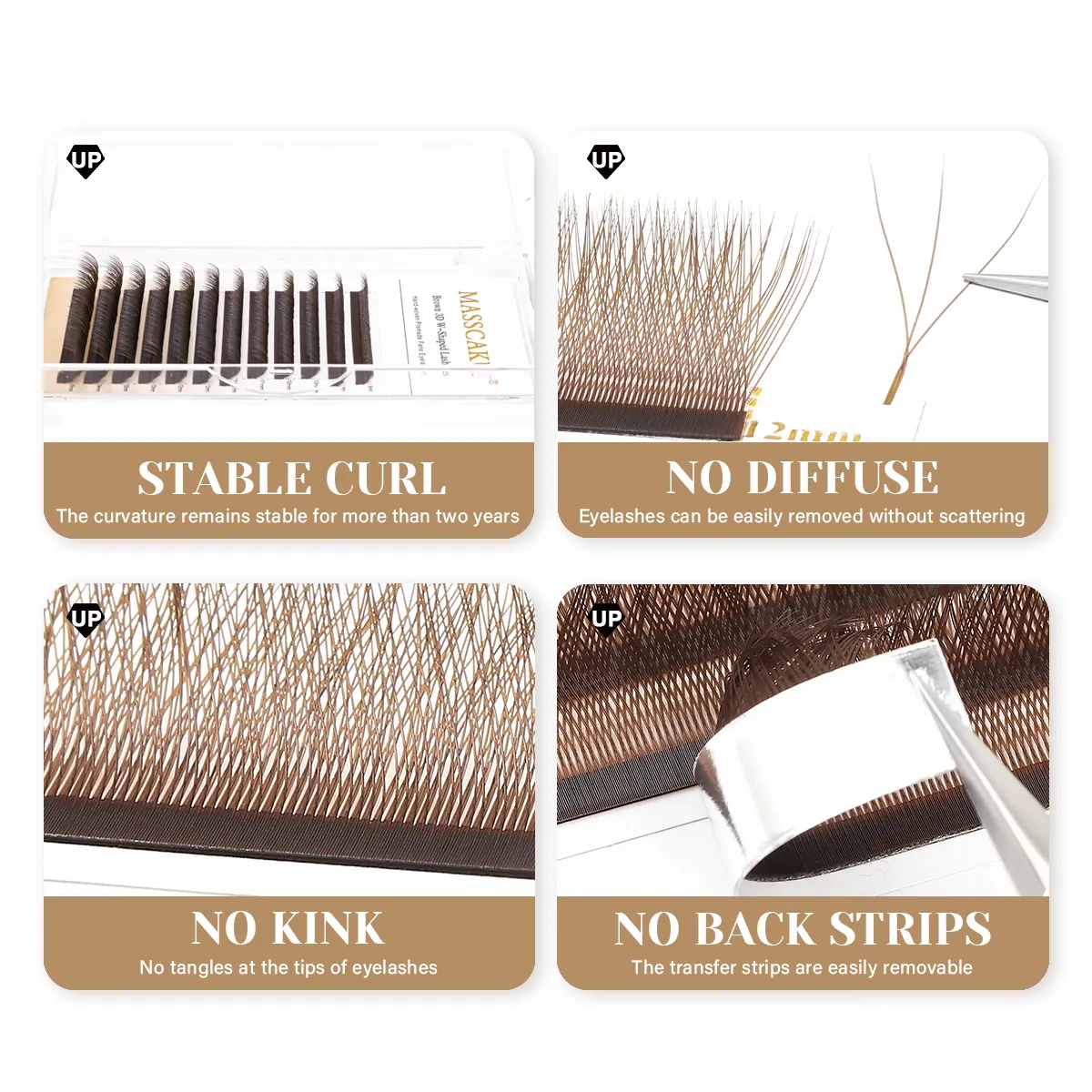 Extensions de cils marron 3D/4D/5D en forme de W, longueur mixte 8-15mm, tissées à la main, éventails de Volume préfabriqués, produits de maquillage — image 7