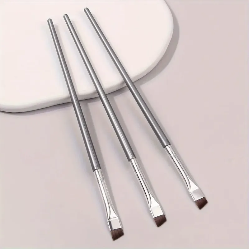 3 Silver Superfine Eyeliner Brushes Soft Brush Eyebrow Brush Portable Multi-Function Makeup Tools