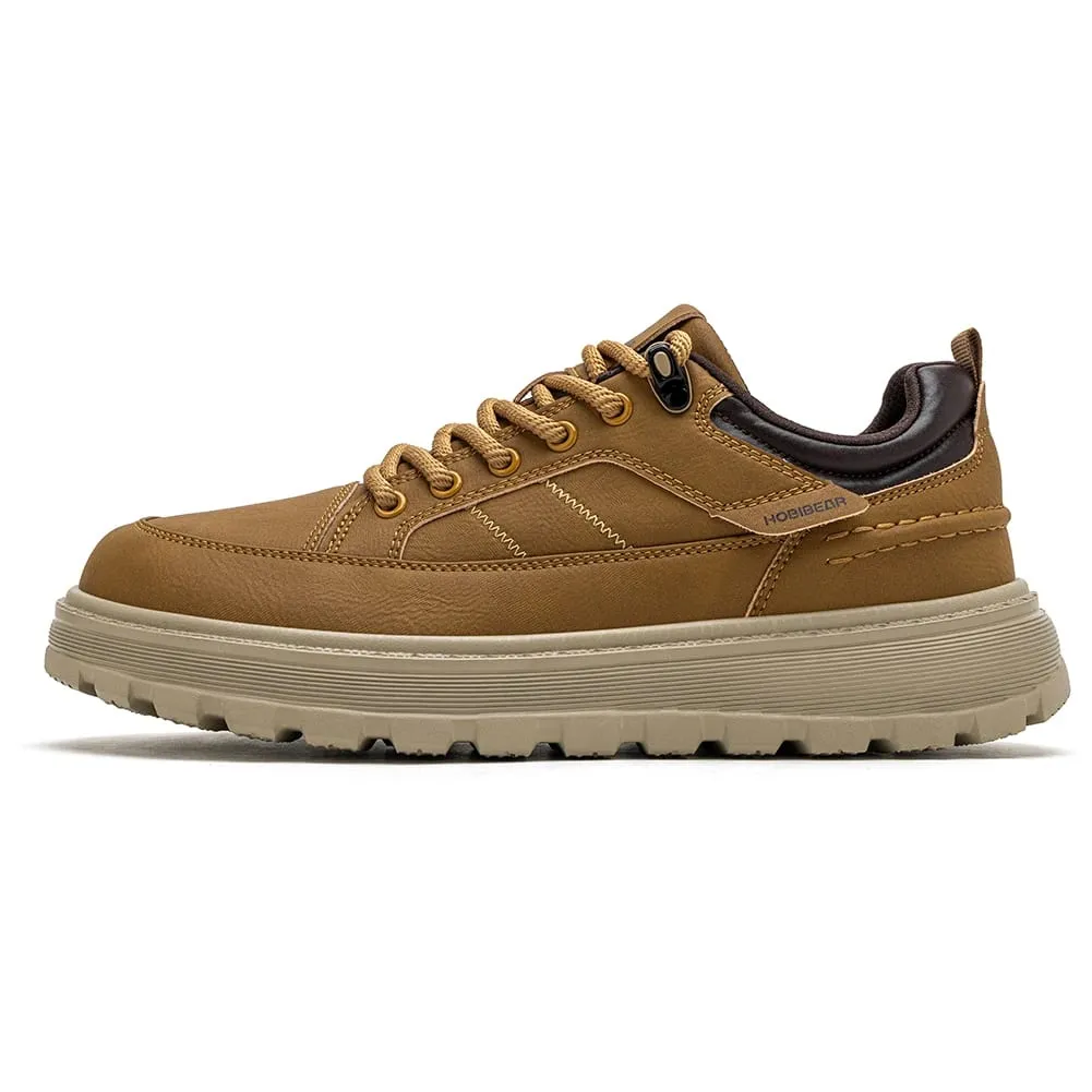Men Wide Width Oxford Classic Artificial Leather Business Chunky-Heel Shoe Retro Lace-Up Casual Shoes