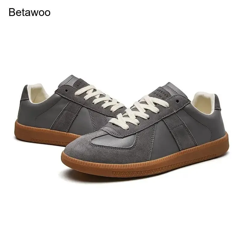 Men Retro Suede Leather Casual Sneakers Lace Up Flat Skate Shoes Comfortable Non Slip Sports Shoes for Men — image 5