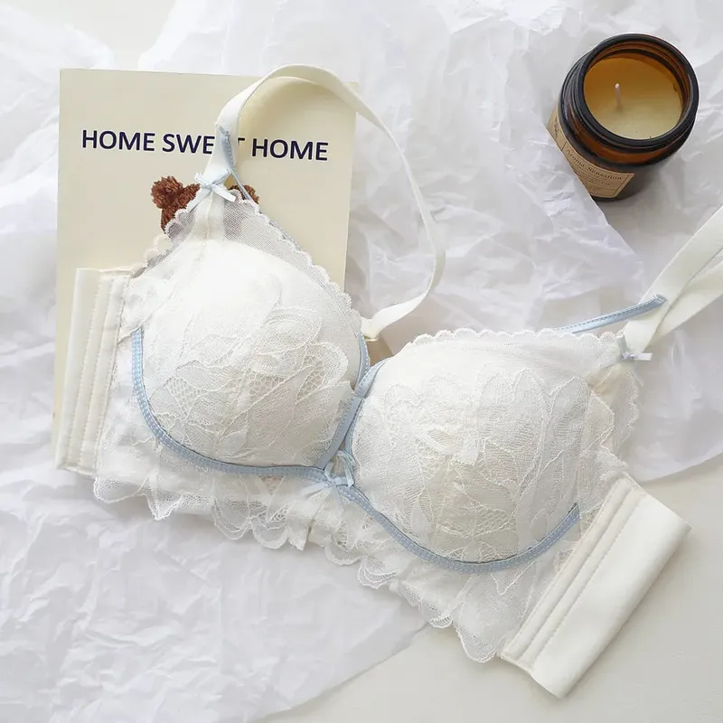 French Garden MOYISU Lace Bra Set 32-38 AB Wireless Thin Cup Push Up Anti Sag セクシー Support Lingerie Suitable Small Bust — image 12