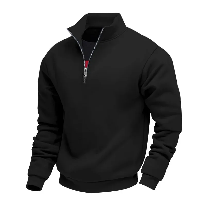 2026 New Fleece Lined Half Zip Sweatshirt for Men, Autumn Winter Solid Color Plus Size Casual Pullover Hoodie Daily Leisure Wear