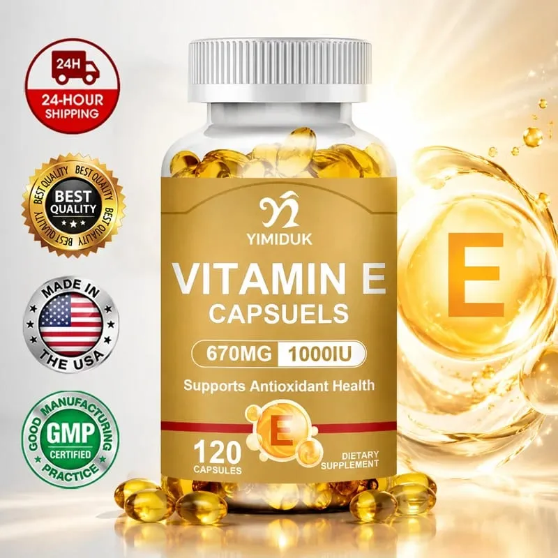 Vitamin E Supplements with Tocopherols & Safflower Oil Support Elasticity Shrink Pores Combat Aging & Antioxidant Immune — image 2