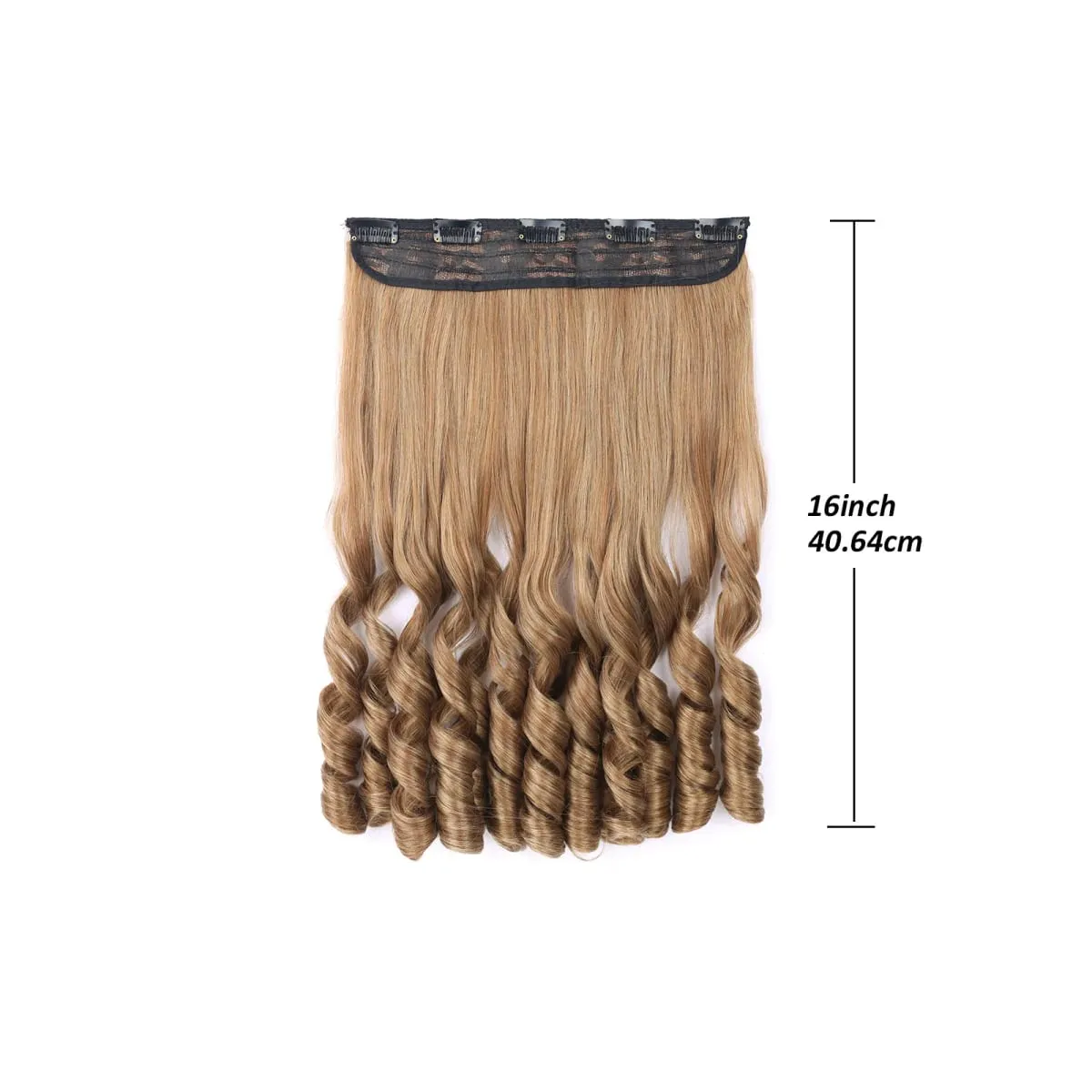 Synthetic Clip in One Piece Hair Extensions 5 Clips in one piece false hair 16inch French curl Style for women girls Daily Party — image 6