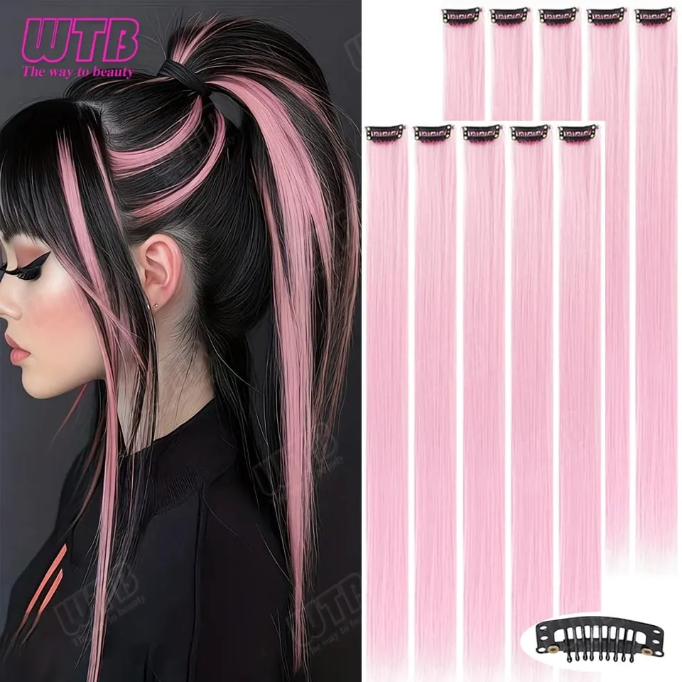 10 PCS Colored Synthetic Hair Extension Wigs for Women BB Clip Style Straight Hair Extension Wigs Suitable for Holiday Events — image 2