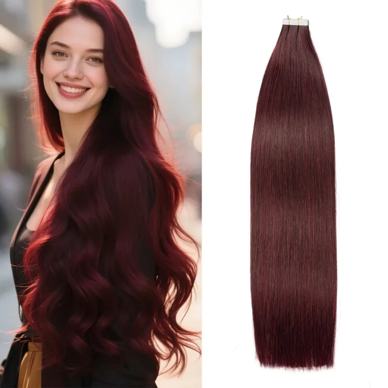 Tape in Hair Extensions Human Hair Silky Straight Tape ins Human Hair Extensions 20 Pcs/Pack Real Human Hair Tape in Extensions