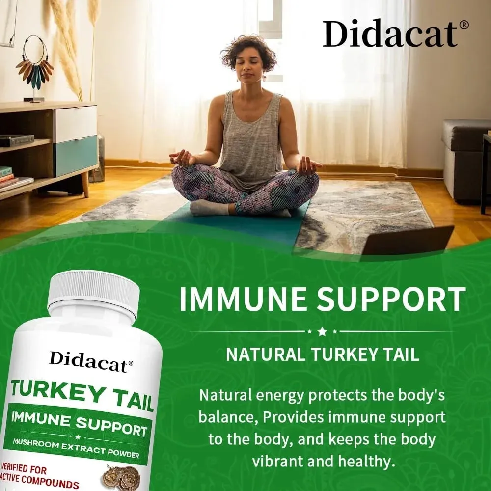 Turkey Tail Mushroom Supplement Boosts The Immune System Promotes Health and Vitality Vegan Non-GMO 120 Capsules — image 2