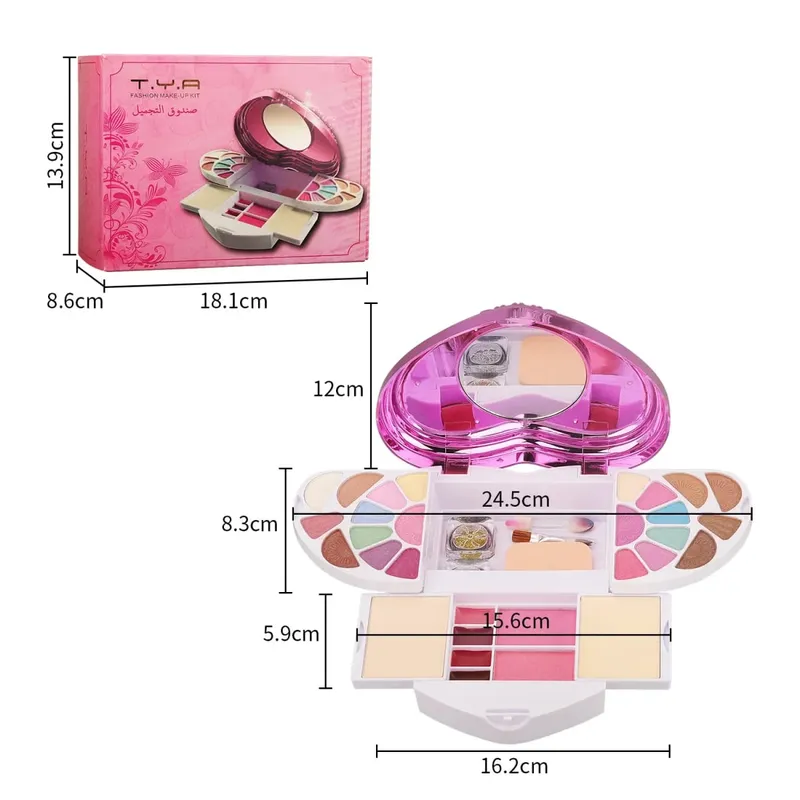 Kit Solek Set Penuh untuk Wanita Pelbagai fungsi Semua dalam Satu Kotak 32 Warna Bedak Wajah Berus Penyerlah Pembayang Mata Palet Mekap — image 6