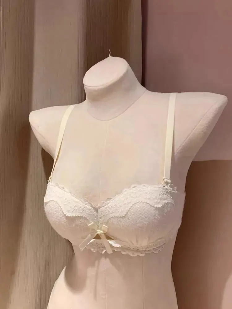 New Lace Lingerie Set Non Wired Padded Bra Half Cup Small Bust Boost Sexy Anti-Sag Underwear Women All Season S-XLAB Cup — image 1