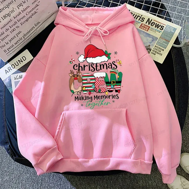 Christmas Crew Making Memories Together Hoodies Family Matching Christmas Outfit Santa Hat Graphic Sweatshirts Xmas Party Shirts