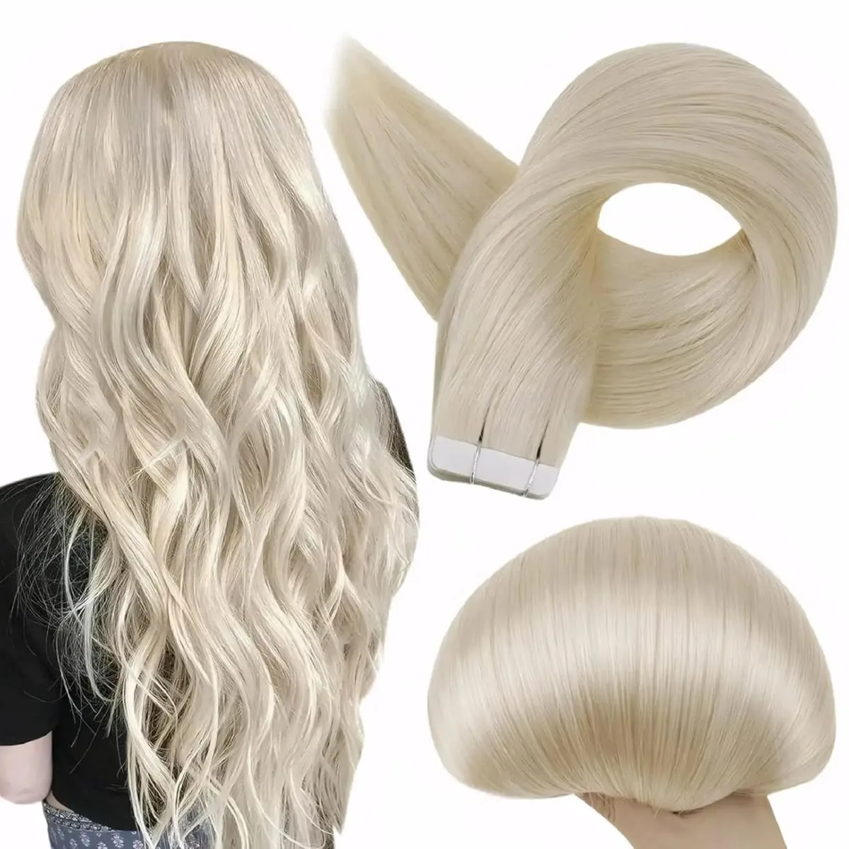 Bone Straight Tape In Hair Extensions #60 Invisible Tape In Human Hair Extensions For Salon High Quality 100% Real Human Hair — image 1