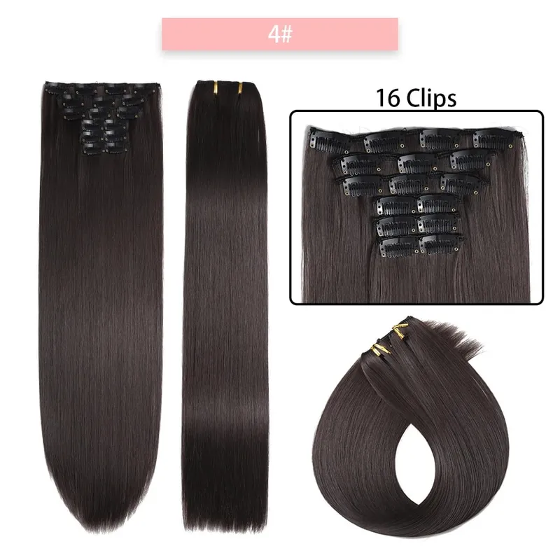 6-Piece Set 24-Inch Synthetic Clip-On Hair Extensions Straight Hair Removable Lightweight Synthetic Wig Women's Exclusive — image 8