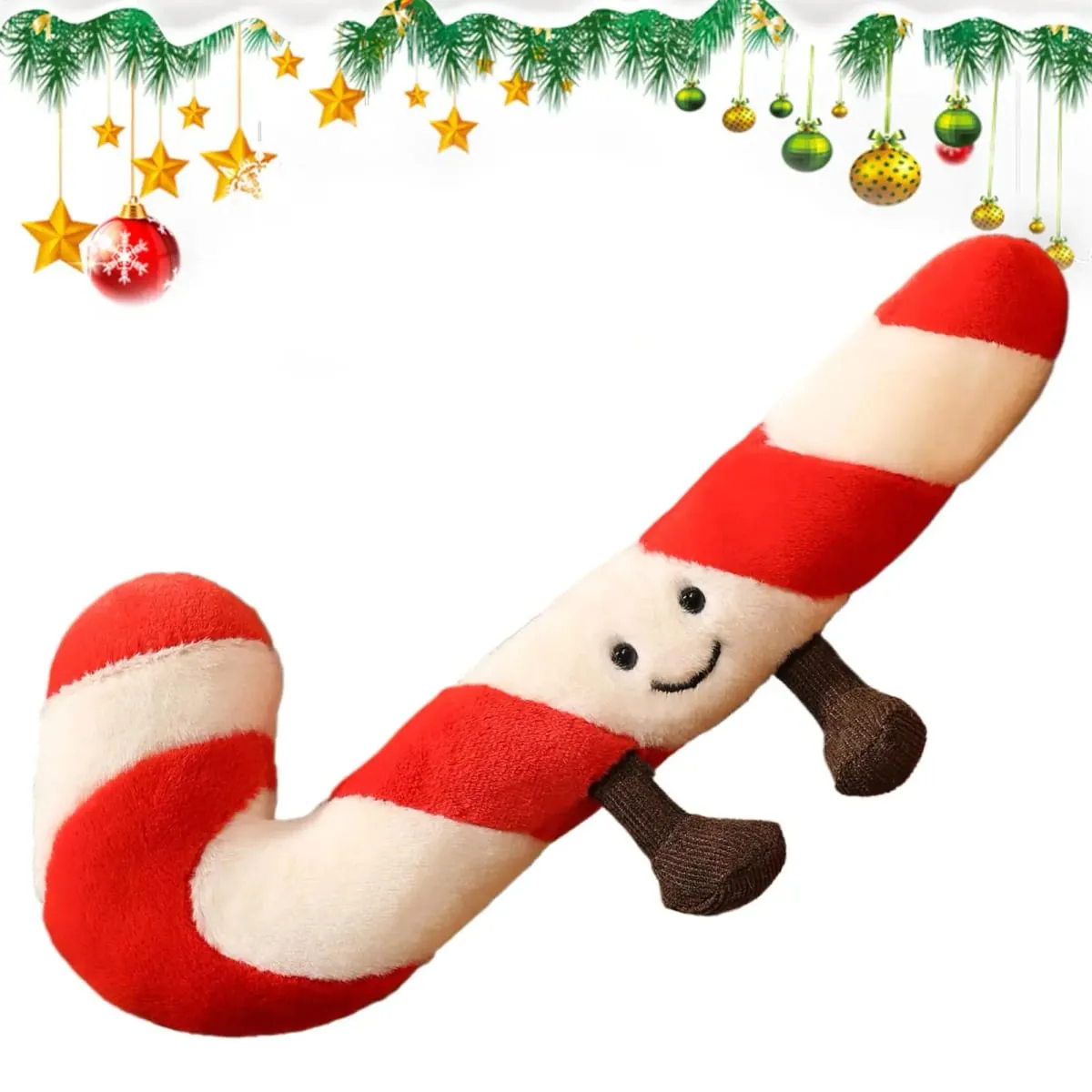 Candy Cane Christmas Throw Pillow 12 Inch - Festive Decorative Pillow for Adults Kids Bedroom Living Room & Stocking Stuffer