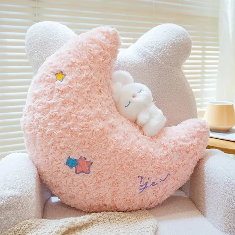 45cm Kawaii Pillow Rabbit Cartoon Star Moon Pillow Cushion Creative Happiness Soft Family Plush Toy Sofa Home Decor Plush Pillow — image 11