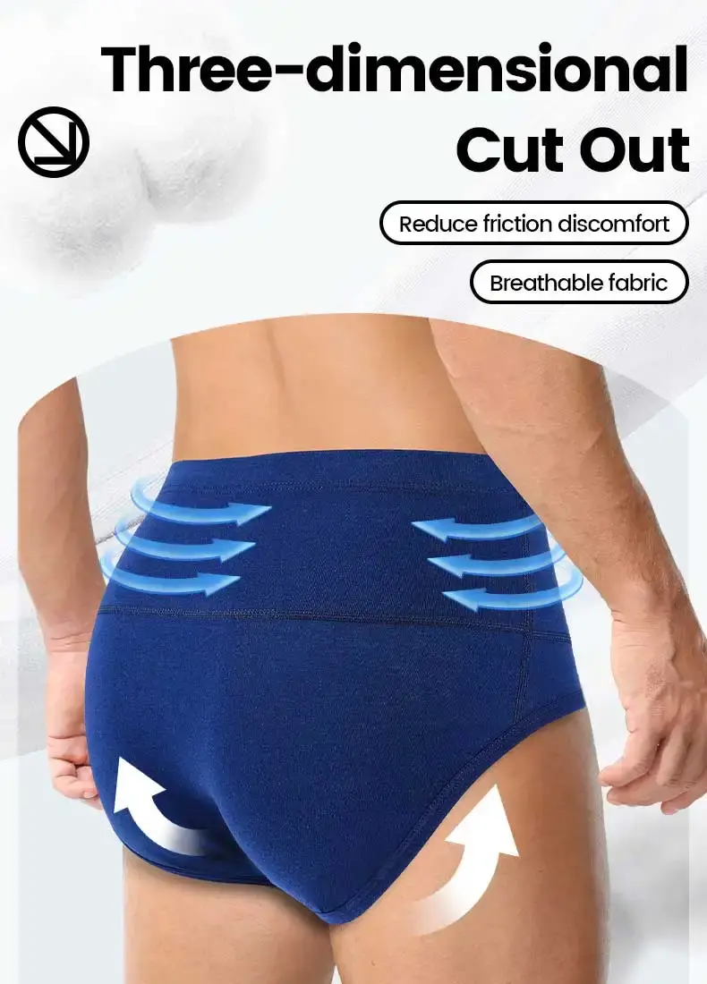 Men's cotton underpants, high-waisted, slimming, waist-protecting, enhanced warmth, short underpants for overweight sportswear