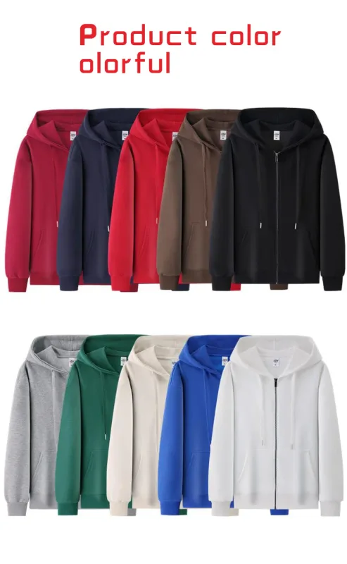 Hoodie Fesyen, Hoodie, Jaket Zip Tersuai, Cardigan, Logo Bercetak, Logo Bersulam, Pakaian Kapas Tulen Lelaki dan Wanita
