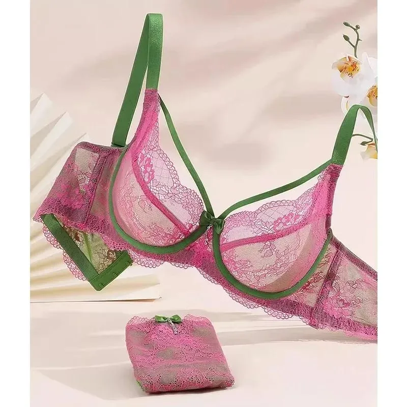 Sexy Minimizer Bra Set Full Cup Ultra Thin Lace Gathered Plus Size 34-42 Big Breast To Small Breast Support Comfort Lingerie — image 1