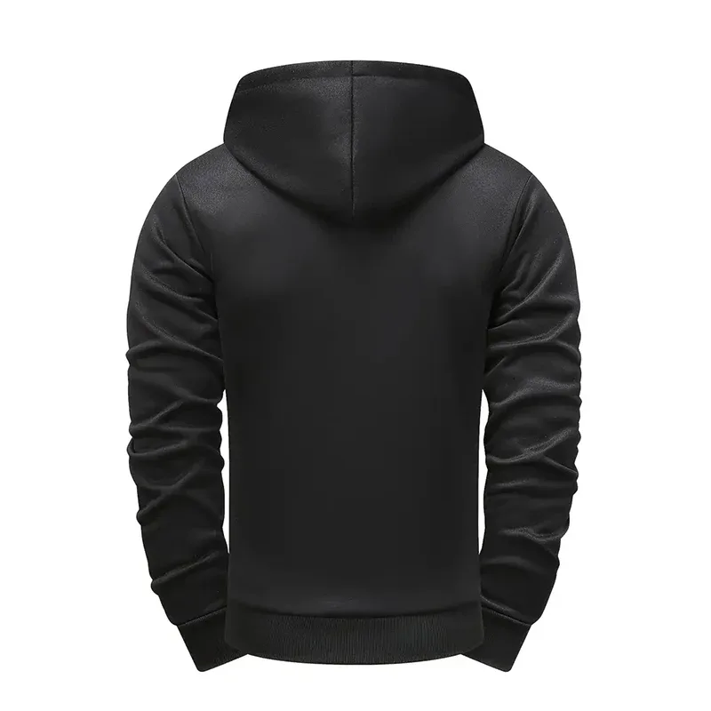 2025 Hot Sale Men's Hoodie Creative Diagonal Zipper Sweatshirts 2025 Autumn Winter Male Daily Casual Sporty Motorcycle Outwear — image 3