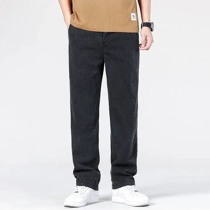 Seluar Jeans Baggy Baggy Musim Panas Klasik Lelaki Fabrik Lyocell Nipis Kualiti Tinggi Seluar Kasual Lurus Seluar Denim Lembut Kopi Biru Kelabu