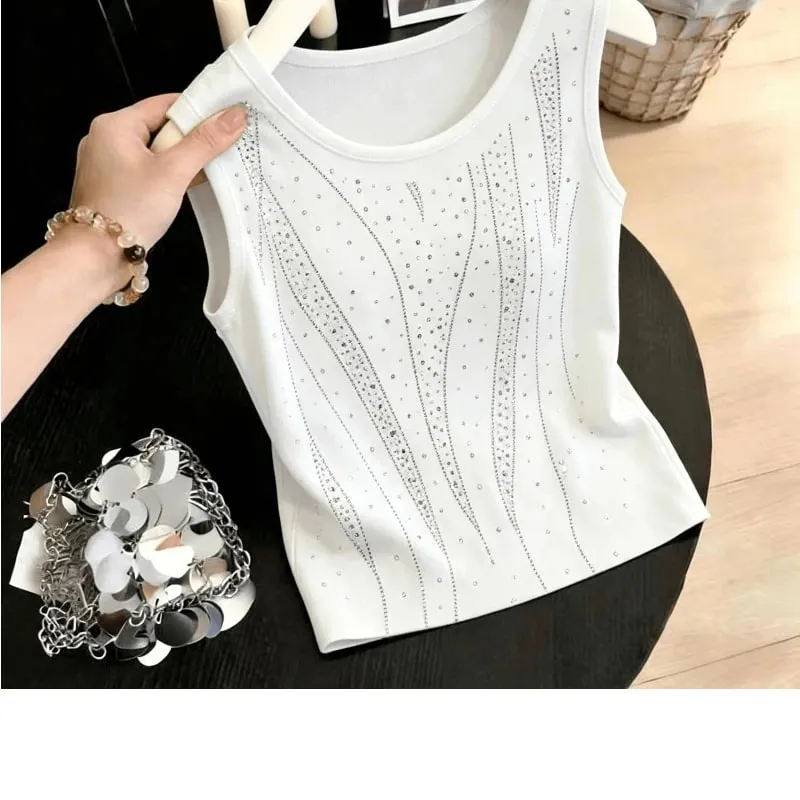 New Summer Slim Sleeveless Plus Size Street Casual Tanks Tops All-match Simplicity Fashion T Shirts Elegant Trend Women Clothing — image 3