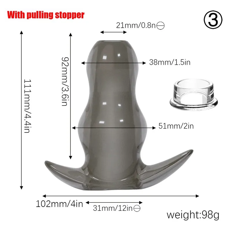Purple TPE Hollow Tunnel Butt Plug Set - Graduated Open Anal Stretcher Plugs Flexible Sex Toy para sa Mga Lalaki at Babae — image 25