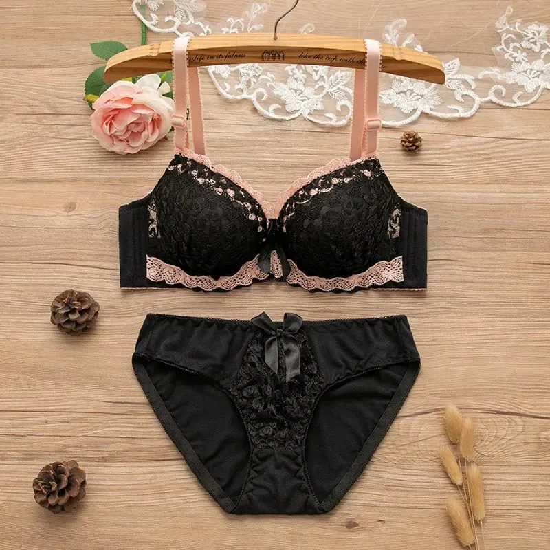 Women Underwire Sexy Lace Bra&Panty Shape‑Adjustable Push‑Up Bra For Small Bust Young Girls Anti‑Sagging Support Lingerie Set — image 7