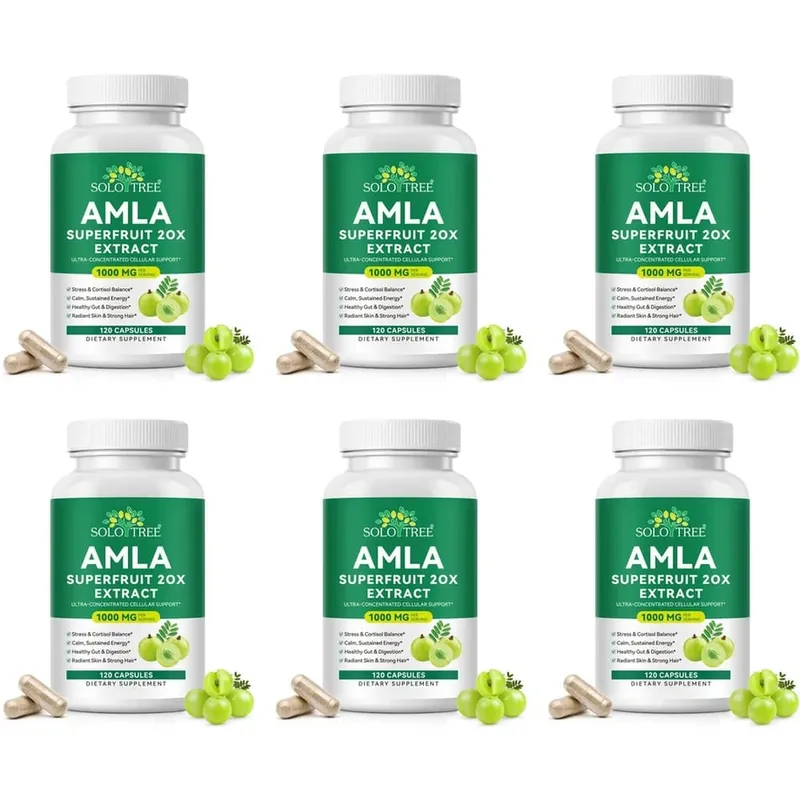 Amla Superfruit 20x Extract Capsules with Phyllanthus Emblica for Promotes Calm Energy Digestive Health Radiant Skin/Hair 120Ct — image 12