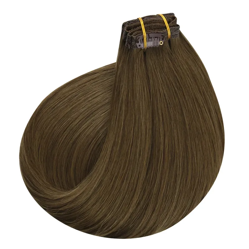 VeSunny Clip In Hair Extensions Human Hair 8 PCS Weft 140G-160G Hair Remy Hair Full Head Clip In Hair Extensions 8 PCS Weft