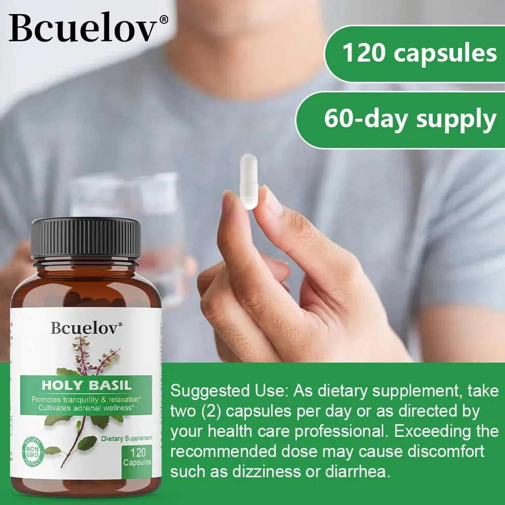 Holy Basil Tulsi Extract Capsules Support Adrenal Immune Respiratory & Daily Calm Wellness Stress & Anxiety Relief — image 6