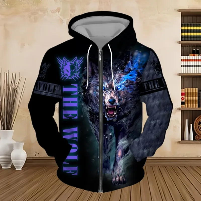Spring and Autumn Men's Hoodie Sweatshirt 3D Digital Print Tiger Series Zip up Hoodies Fashion Personalized Sweatshirt for Men β image 1