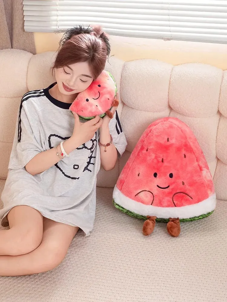 23/45cm Cute Watermelon Slice Plush Pillow Smiling Face Cute Triangular Fruit Red Cushion with Legs Plushie Decoration Gift — image 7