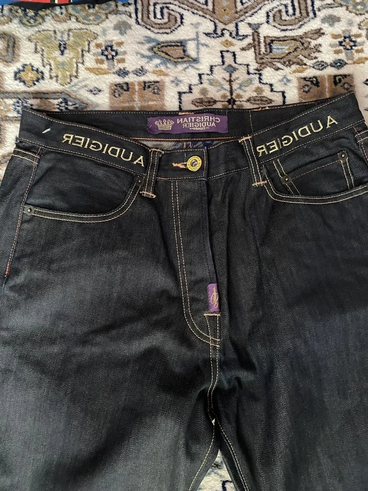 Harajuku Y2k Diamonds Wide Leg Jeans 2000s Casual Denim Pants High Waist Straight Jeans Vintage Statue of liberty Men Clothing — image 6