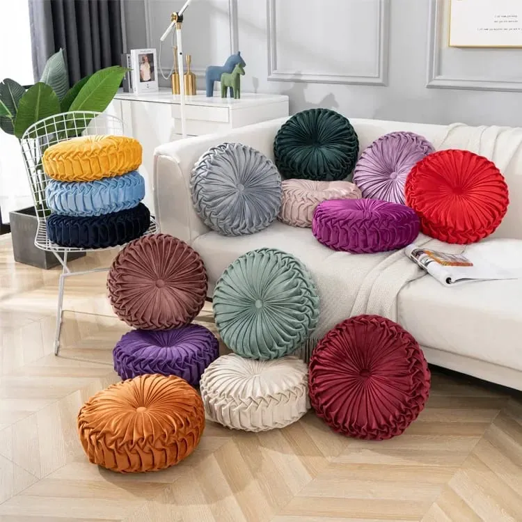 Plush Pumpkin Cushion Handmade Lumbar Support Pillow for Sofa Bed Office Nordic Decor — image 10