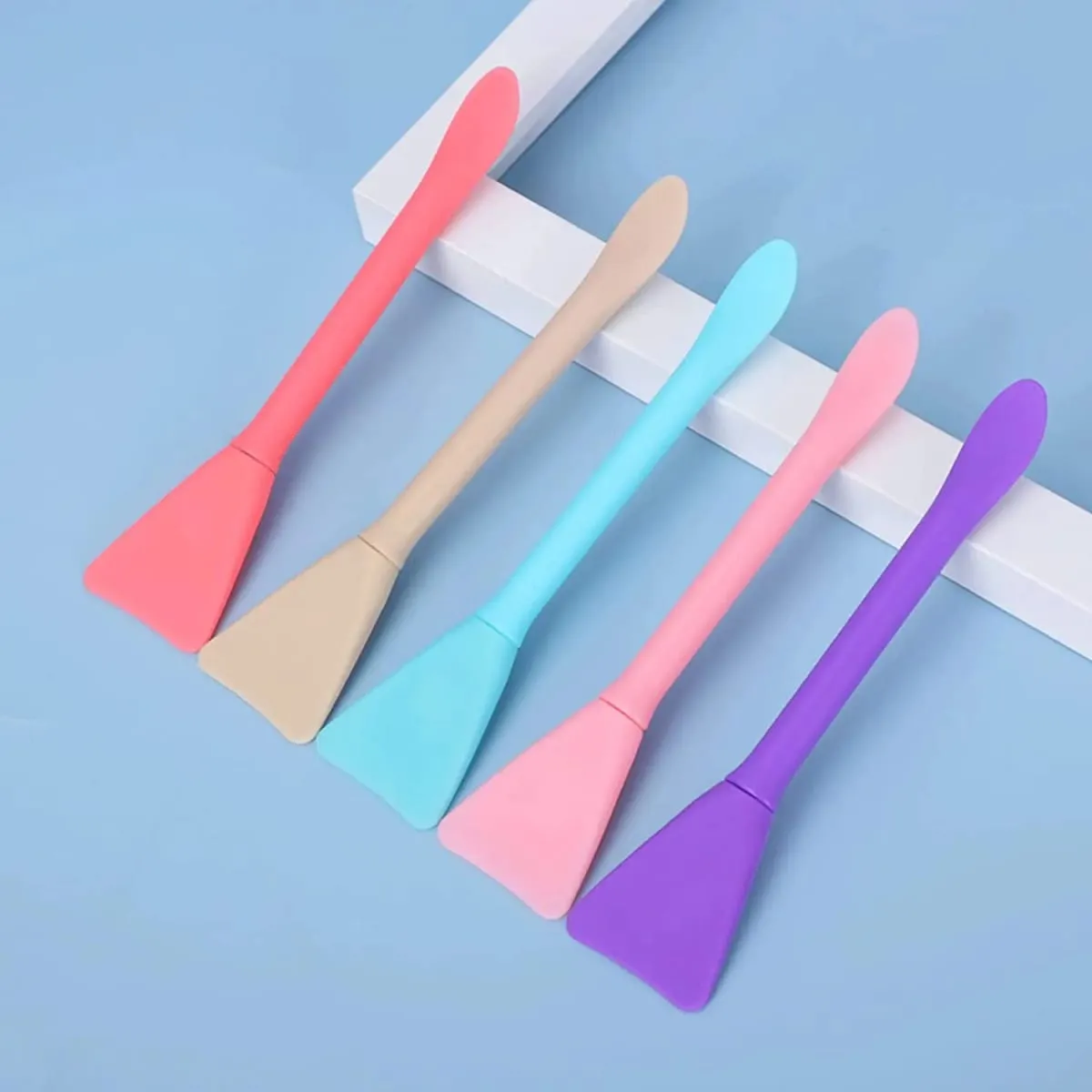 5ks silikonové štětce na pleťovou masku Aplikátor špachtle na make-up Aplikátor na péči o pleť Lotion krém na obličej Aplikátor na make-up lázně — image 3