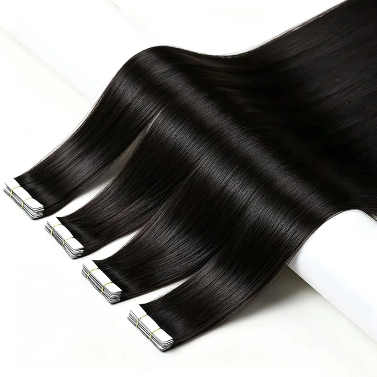 Tape In Hair Extensions Human Hair 16-24 Inch Seamless Invisible Remy Hair Extensions Tape Ins For Women Brazilian Natural Black 21Pcs 50g 100% Human Hair