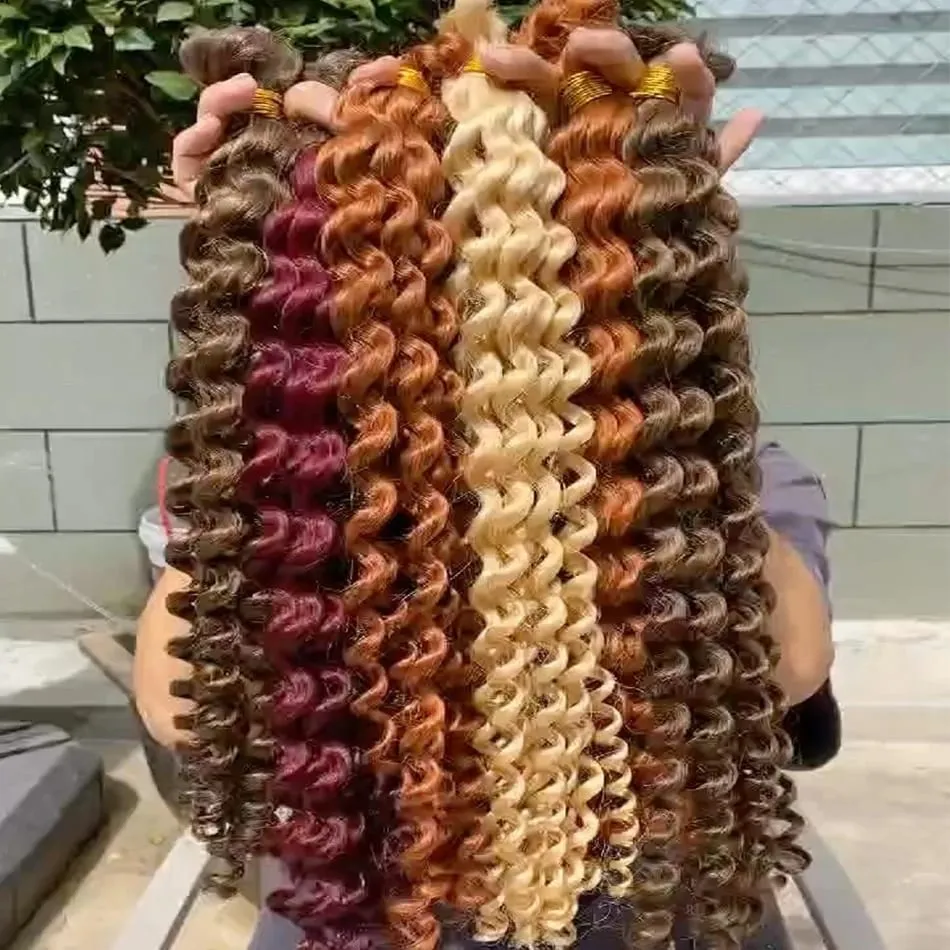 100% Human Hair Deep Wave Bulk Hair No Weft Bundles For Braiding Brazilian Virgin Hair Natural Wave Curly Hair Extensions Remy H — image 6
