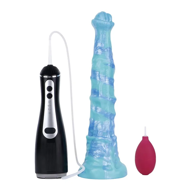 矽膠電動噴射幻想假陽具帶吸盤前列腺按摩器射精陰莖性玩具女式男式