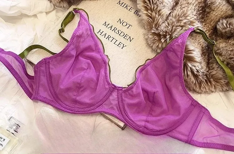 Sophisticated French Minimiser Bra Underwire Support Triangle Cups Non Padded Mesh Lingerie Set For Large Bust MOYISU Panty Set — image 18