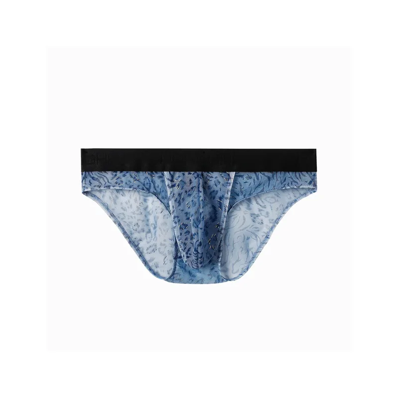 Slip séparé à double pochette pour hommes, culotte d'été en soie glacée, transparente, en maille respirante, imprimé léopard, sous-vêtements de voyage à séchage rapide — image 16