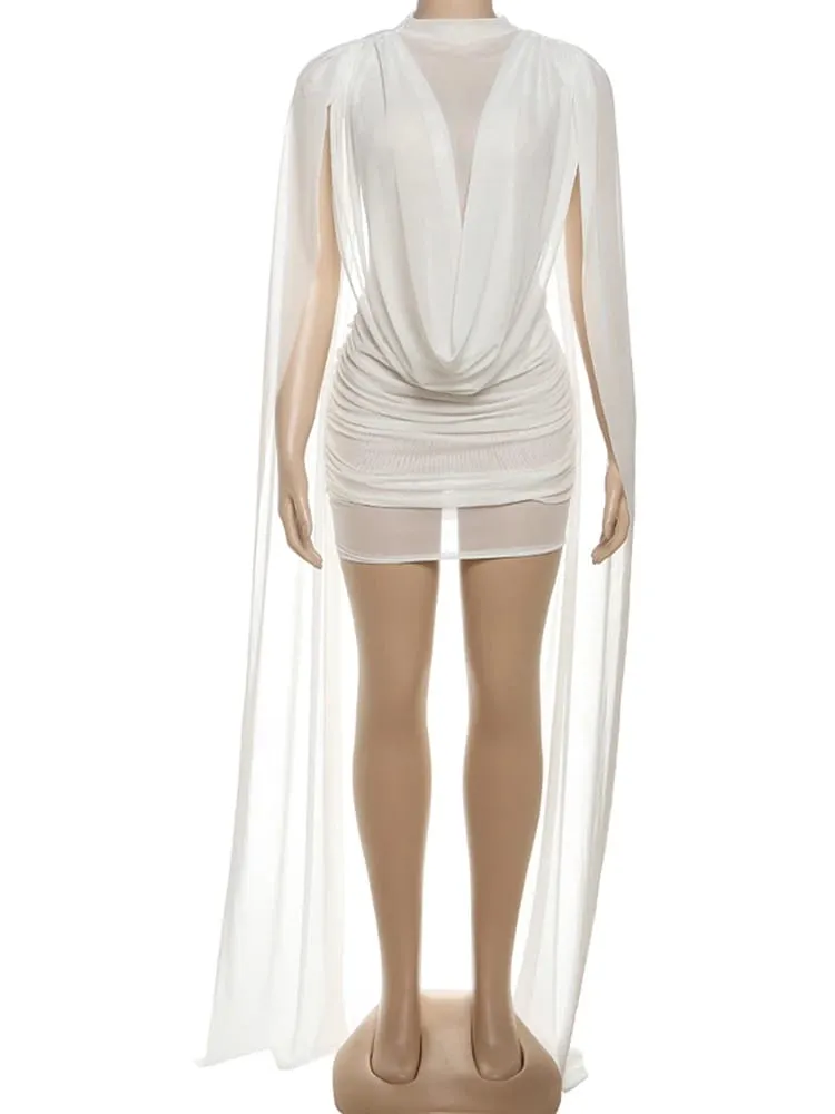 Weird Puss Coquette Sexy Patchwork Dress Women See Through Swing Neck Sleeveless Skinny Midnight Party Clubwear Mini Bodycon — image 7