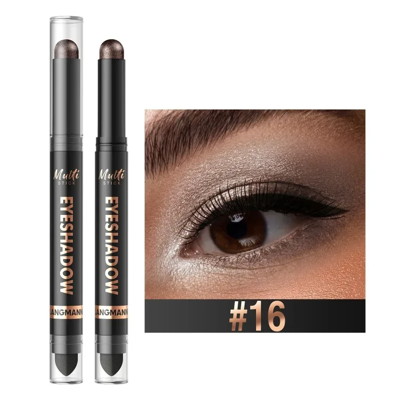 16 Colors Double Head Eyeshadow Stick Pearlescent Shimmer Brown High Waterproof Cream Eyes Shadow Pencil Long-Lasting Eye Makeup — image 9